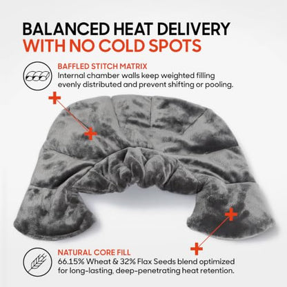 Sharper Image Heated Neck & Shoulder Wrap - Microwavable Warm & Cooling Plush Pad, Scented Aromatherapy (100% Natural Lavender & Herb Spa Blend), Pain Tension Headache Relief Therapy, Gift for Women - color: Grey