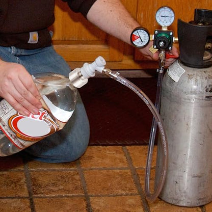 MRbrew 5 Feet Gas Line Ball Lock Keg Fitting Carbonation Cap Kit, Ball Lock Disconnect with Stainless Steel 5/16'' Draft Beer Barb Kegerator PVC Tubing Co2 Hose fit Soda Bottle Homebrew - size: 5Ft CO2 line kit with carbonation cap