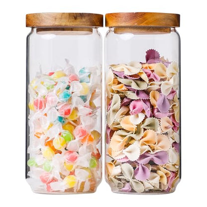 Glass Jar with Lid 3.54 Inch Wide, 34 OZ Airtight Food Storage Containers Glass Set for Coffee Beans| Sugars| Candy, 2 Pack - color: 34oz*2