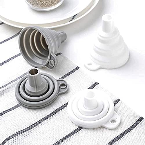 Misitifi Collapsible Funnel, Set of 2, Flexible Silicone Foldable Kitchen Funnel for Liquid/Powder Transfer Hopper Food Grade Silicone Funnel