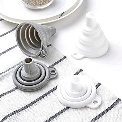 Misitifi Collapsible Funnel, Set of 2, Flexible Silicone Foldable Kitchen Funnel for Liquid/Powder Transfer Hopper Food Grade Silicone Funnel