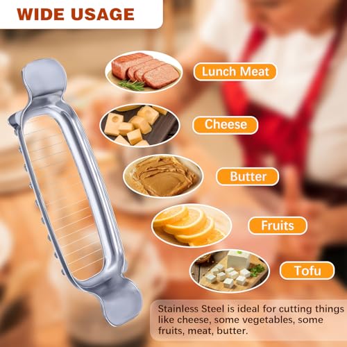2 Pcs Stainless Steel Multipurpose Food Cutter, Butter & Cheese Slicer with Ergonomic Handle, Cuts into 1/4 Inch, Dishwasher Safe