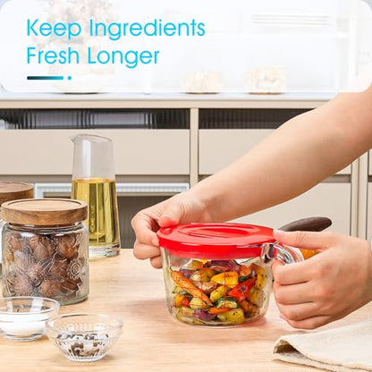 2-Cup High Borosilicate Glass Measuring Cup with Lid for Kitchen | Glass Measuring Beaker with Handle, Measuring Cups with Lid for Liquids, Ideal for Baking, Cooking, Mixing, and Heating - size: 2-Cup
