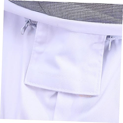 Professional Full Body Beekeeping Suit Veil Hood Size XXL White Elastic Cuffs Ankles Proof Clothing