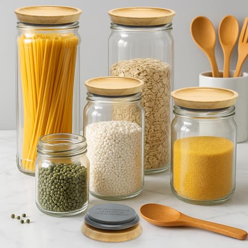 12 Pcs Bamboo Regular Mouth Jar Lids & Wide Mouth Lids for Mason Jars Tops Wooden Large Mouth Lid for Glass Cups Reusable Silicone Can Lid Cover Decorative Wood Canning Lid Supplies Accessories - size: 6PCS-Regular + 6PCS-Wide