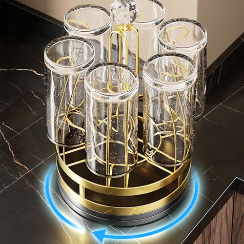 Rotating Mug Cup Drying Rack Stand Drinking Glass Cup Holder Organizer for Home Kitchen (Crystal Style)