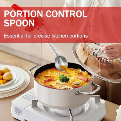 2 Ounce Solid Stainless Steel Portion Control Ladle Spoon -Pizza Sauce Serving Spoons Portion Ladle for Sauces, Perfect for Weight Watchers, Buffets, Parties - size: 2 Ounce, style: 1 PCS