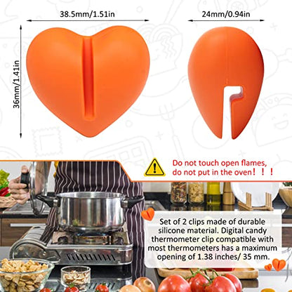 2Pcs Candy Thermometer Pot Clip Holder, Coldairsoap Silicone Non-Scratch Pot Clip, Universal Barbecue Temp Probe to Measure Temperature of Oil, Deep Fryer and Cooking Melting