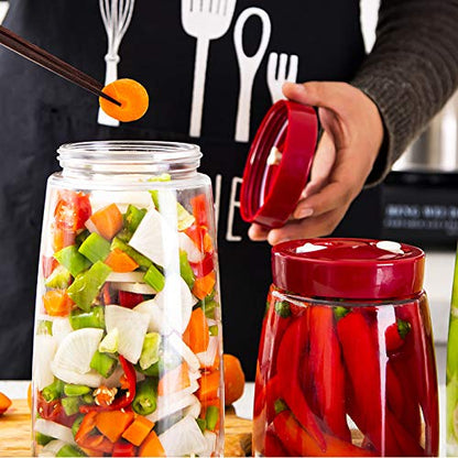 Tvoip Modern Fermenting Seal Storage Jar Transparent Glass Jars with Lid Kit/Honey Jam Fruit Cans Pickle Side Dish Tanks Tea Bottle Accessories (61OZ(1800ML)) - color: 61OZ(1800ML)