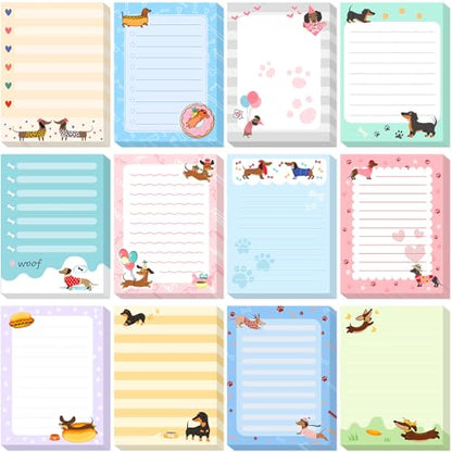Chiisong 12 Pieces Dachshund Sticky Notes Dachshund Gifts 3x4 Inch Cute Cartoon Dog Self Stick Notepads Puppy Lover Gifts Dog to Do List Cute Memo Pads for Home Office Supplies - style: Dachshund Style