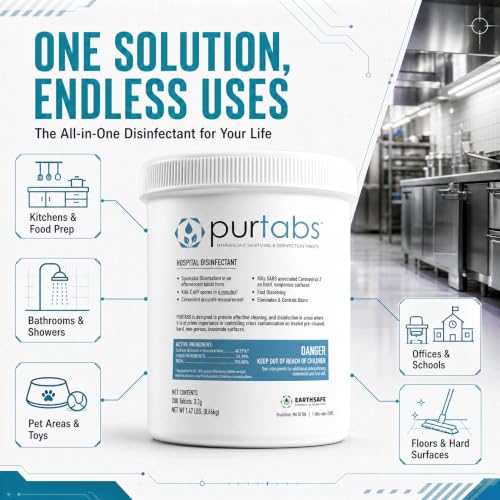 Hypochlorous Acid Disinfectant Tablets, EPA Registered, Hospital-Grade | 1076 PPM Hospital-Grade Disinfectant, Kills Norovirus And MRSA, Makes 50 Gallons Per Tub, No Heavy Liquid Jugs To Store - size: 1 Count (Pack of 1200)