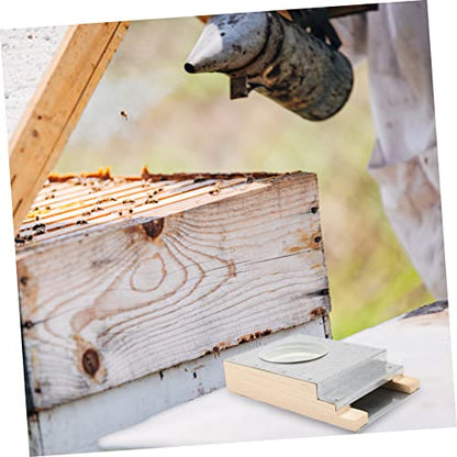 Bee Water Feeder for Beehives Wooden Board Aluminum Lid Bee Watering Station for Garden Sturdy Beekeeper Tool for Hive Entrance