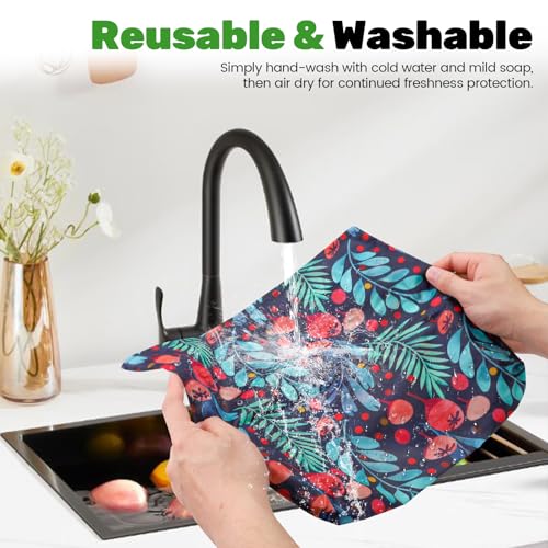 2 Pack Beeswax Wraps Bag for Food, 14x10in, Reusable Bread Bags for Homemade Bread, Beeswax Paper Food Storage Wrap for Sourdough, Sandwich, Cheese, Fruit, Snack, Leaf - style: Leaf