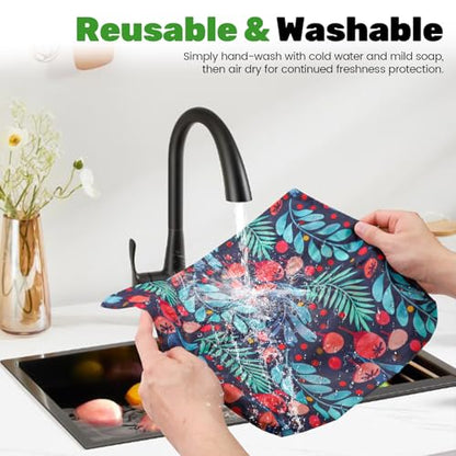 2 Pack Beeswax Wraps Bag for Food, 14x10in, Reusable Bread Bags for Homemade Bread, Beeswax Paper Food Storage Wrap for Sourdough, Sandwich, Cheese, Fruit, Snack, Leaf - style: Leaf