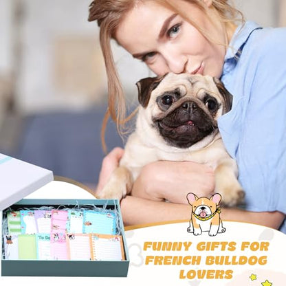 Chiisong 12 Pcs French Dog Sticky Notes Kawaii Notepads 3x4 Inch Adhesive Dog Gifts for Frenchie Lovers to Do List for Memo Reminder for Office Home Supplies Christmas Small Gift - style: Dog