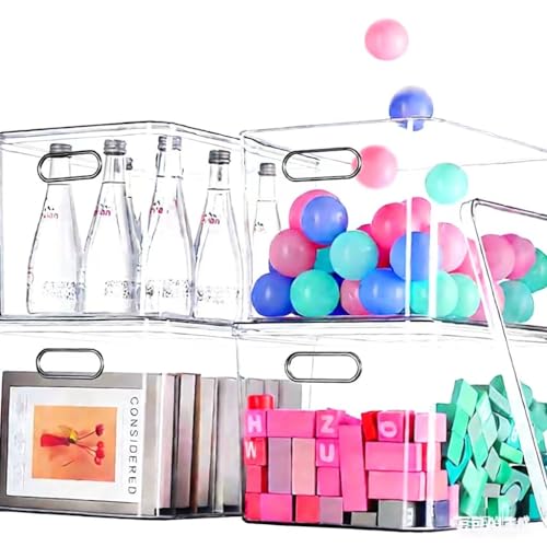 Ytteve 4 Pack Clear Storage Bins with Lids (14.4"x10.1"x9.5"), Heavy Duty Plastic Organizer Containers for Dog Food, Snacks, Books, Cosmetics, Pantry, Kitchen, Office - Thickened & Stackable - color: White, size: Clear 4XL - With Lid