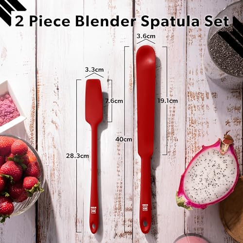 DI ORO Silicone Blender & Jar Spatulas - Heat Resistant Silicone Utensil Set for Cooking, Mixing, Baking, & Scraping (2pc, Red) - color: Red