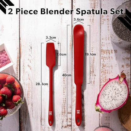 DI ORO Silicone Blender & Jar Spatulas - Heat Resistant Silicone Utensil Set for Cooking, Mixing, Baking, & Scraping (2pc, Red) - color: Red