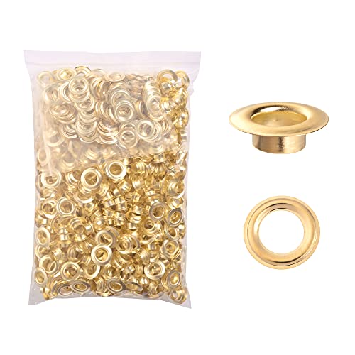 KING PIECES 1000pcs Gold Grommets 1/4 Inch (6mm) Washers and Grommets Kit for Grommet Tool, Banner & Posters Metal Grommets Eyelets for Fabric Clothes Leather Belt Punching - color: Gold, size: 1000pcs 1/4 Inch