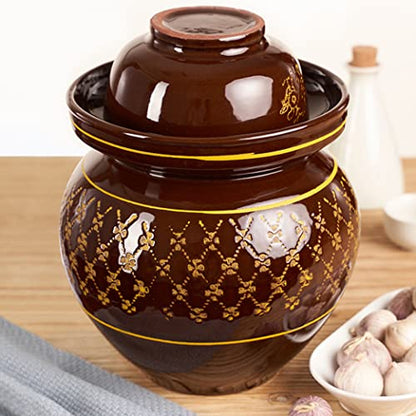 ZHOUXIAO Pickle Jar Ceramic Jar with Lid,Traditional Chinese Fermentation Kit Crock with Water Seal Airlock Lid, Fermentation Jar for Pickles,Kimchi,Sauerkraut,Kombucha Jar 4KG