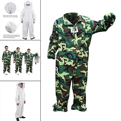 Bee Jacket,Professional Soft Beekeeping,Beekeeping Veil Protective Equipment,Full Keeper Suit with Beekeeper Hat for Men Women (Camouflage Green L) - color: Camouflage Green L