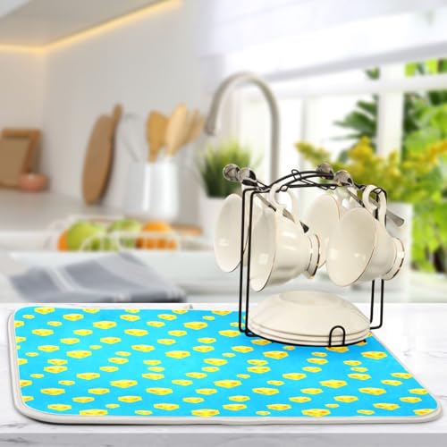 Qilmy Cheese Dish Drying Mat Absorbent Reversible Dish Drainer Pad Tableware Mat for Kitchen Counter Home Decoration, 16 x 18 Inch - size: 16 x 18 Inch