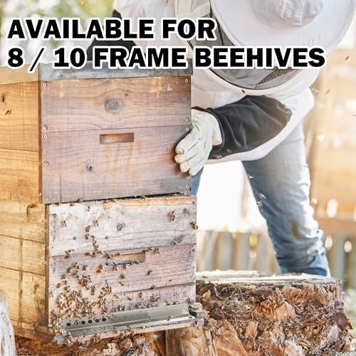 Honey Lake Metal Entrance Reducer and Mouse Guard for 8 or 10 Frame Bee Hive, Universal No-Rust Stainless Steel Design for Beekeeping, Year Around Beekeeping Supplies for Beekeeper (4 Pack)
