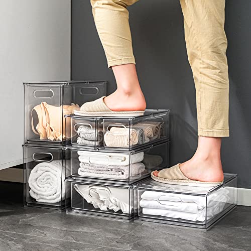 MANO 2Pack Clear Fridge Drawers Pull Out Stackable Refrigerator Drawer Organizer Bins Pantry Storage Box Plastic Food Containers for Kitchen Bathroom Office Closet (X-Large) - style: 2L