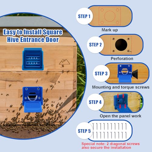 Bee Hive Entrance Gates, 8 Pcs Open and Close Beekeeping Entrance Reducer, Blue Beehive Ventilation Window, Plastic Bee Hive Entrance Disk Gate Hive Beehive Kit - color: Blue