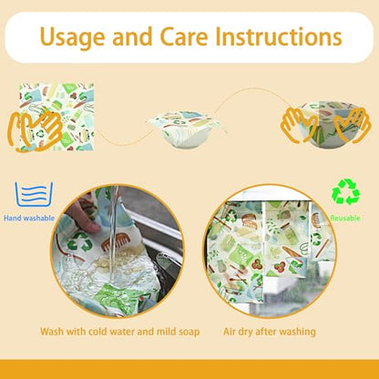 Beeswax Wraps for Food,3 Pack (S,M,L) Beeswax Wrap,Bees Wax Wraps Reusable,Plastic-Free Food Storage,Biodegradable,Alternative to Plastic Wrap for Sandwich Bread Cheese(Green Living Pattern)