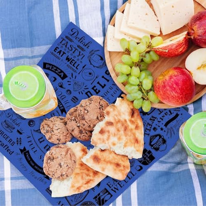 Outus 600 Pcs 12 x 12 Inch Deli Wax Paper Sheets Grease Resistant Tray Basket Liners Newsprint Paper Water and Grease Proof Sandwich Wrapping Square Hot Dog Wrapper for Food Baking (Blue) - color: Blue