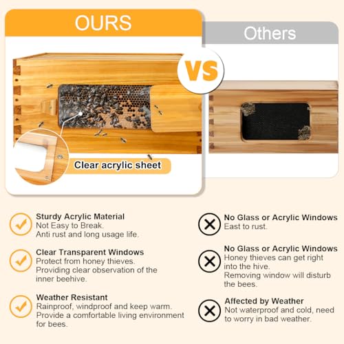 BeeCastle 8 Frame Langstroth Beehive, Beeswaxed Coated Starter Kit with Beehive Frames and Waxed Foundations (1 Deep Box & 1 Medium Super) - size: 1 Super &1 Deep Box