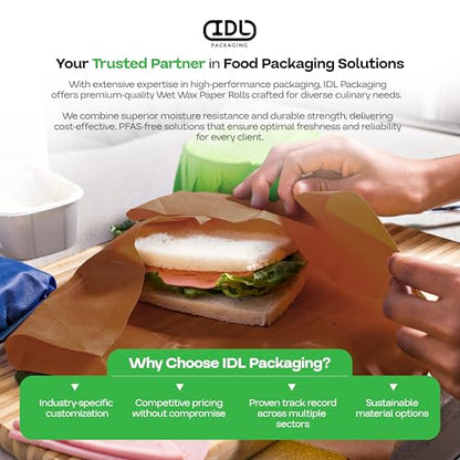 Brown Wet Wax Paper Roll 36" x 100' - USA-Made Moisture-Repellent Cooking Paper for Packing, Storing & Freezing - Heavy-Duty Food-Safe Wrapping Material for Meat, Cheese & Baked Goods by IDL Packaging - size: 36" x 100 feet