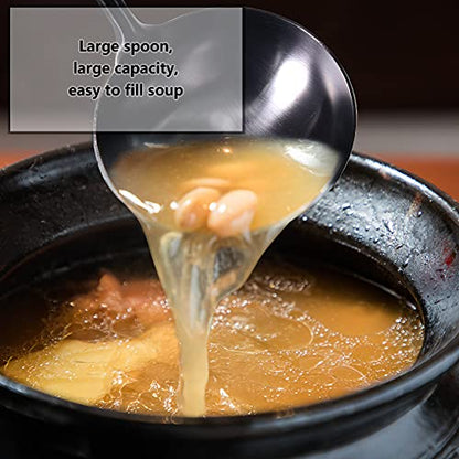 Newness Soup Ladle, [Rustproof, Heat Resistance, Integral Forming] Durable 304 Stainless Steel Soup Spoon with Vacuum Ergonomic Round Handle, Cooking Spoon for Kitchen, 13.7 Inches, Black - color: Black
