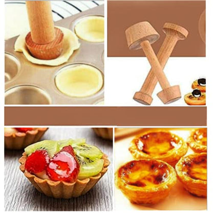 Double Sided Wooden Tart Tamper Set Tart Pan Wooden Molds Egg Tarts Tamper Pastry Tools DIY Baking Shaping Kitchen Tool