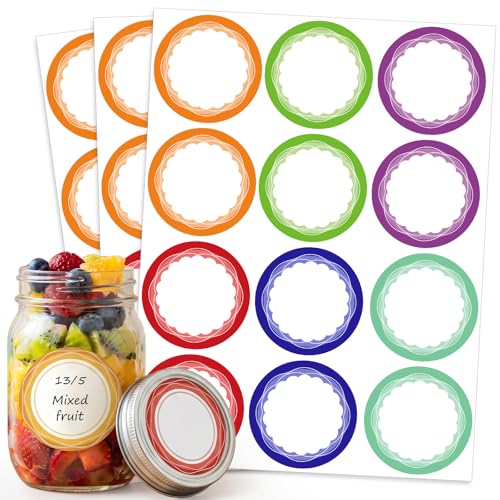 WSICSE 360 Pcs Canning Jar Labels, 2 Inch 6 Colors Removable Round Stickers Writable Label for Jams Jars, Bottles, Gift Wrap, Party Favors, Meal Prep, Pantry Organization - color: Colorful