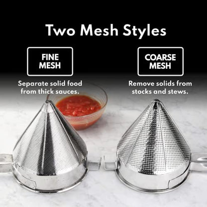 New Star Foodservice 34257 18/8 Stainless Steel China Cap Strainer, 8-Inch, Fine Mesh