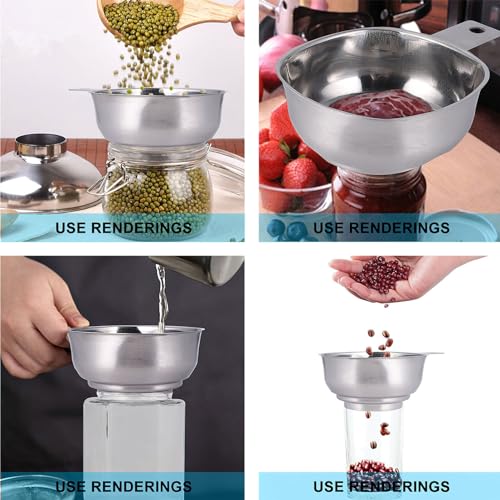 OSALADI Wide Mouth Funnel Stainless Steel Kitchen Gadget with Handle for Sugar Flour Rice Jam and Oil Transfer 5.31 X 3.93 X 2.04 in Home Kitchen Restaurant
