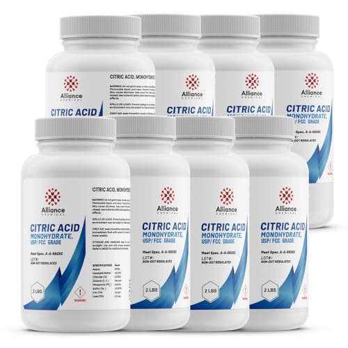 Alliance Chemical Citric Acid Monohydrate - 16 lbs. (8 Pack) - USP Food Grade | pH Regulator, Preservative, Flavor Enhancer Cleaning Powder - size: 8 Pack (16 lbs.)