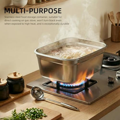 Extra Large Stainless Steel Food Container with Airtight Lid, 405 OZ Giant Metal Storage Box, Heavy Duty 304 Meal Prep Pan for Marinating Meat, Turkey, kimchi. - size: 12000ML/423OZ