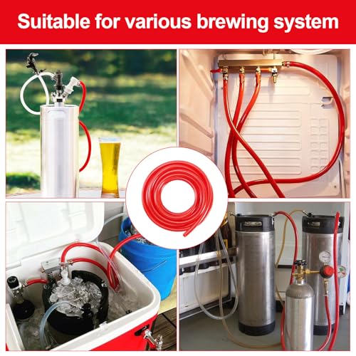 FERRODAY 20 Feet CO2 Gas Line, 5/16" ID 9/16" OD PVC Tubing Keg CO2 Hose, CO2 Kegerator Tube Replacement Kit with 6 Pcs Hose Clamps, Food Grade Hose for Corny Keg, Kegerator Tower,D Coupler Dispense - size: 20FT-Gas Line