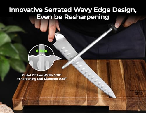 Piklohas Resharpenable Bread Knife for Homemade Bread, 10 Inch Serrated Sourdough Knife with Offset Handle, Innovative Wavy Edge for Clean Slices Crusty Bread, Bagels, Pineapple & Tomatoes, Gift Box - size: 10"