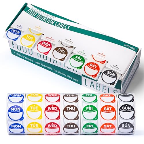 Date Stickers for Food - Day of The Week Day Dots Removable Food Labels, 0.75" Date Dot Stickers for Food Containers, 3500 Labels with Dispenser Box - color: Rotation Labels