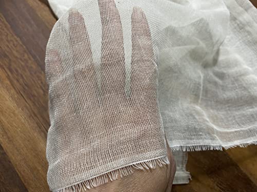 Mull Muslin 100% Cotton Fabric Voile Curtains Fine Unbleached Cheesecloth Linen Look Wedding Table Runner - 140cm Wide - Ecru Cream (Per 10 Metres)