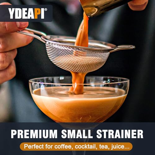 Ydeapi Fine Mesh Strainer, Stainless Steel Kitchen Strainers with Sturdy Handle, Set of 4 Metal Sieve for Food, Rice, Quinoa, Tea - 8.6", 6.3", 4.6", 2.7" - size: 8.6" + 6.3" + 4.6" + 2.7"