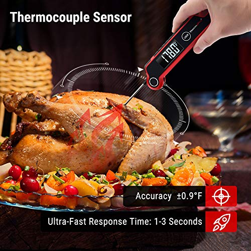 TempPro TP620 Instant Read Meat Thermometer Digital, Cooking Thermometer with Large Auto-Rotating LCD Display, Waterproof Food Thermometer Digital for Kitchen, BBQ, or Grill (Previously ThermoPro)