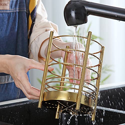 Gold Kitchen Utensils Set, Berglander 38 Pieces Non-stick Silicone Cooking Tools Spoon Spatula Set With Sturdy Stainless Steel Utensil Holder, Dishwasher Safe - style: a. 38 Pieces