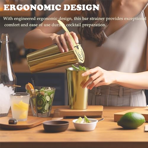 Gold Cocktail Strainer for Drinks 2 Prong Hawthorne Strainer with Removable Spring Stainless Steel Bartending Strainer Bar Cart Tool - color: Gold