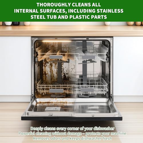 Dishwasher Cleaner and Deodorizer Tablets-12 Pack, Heavy Duty Deep Cleaning Descaler Pods for Dish Washer Machine, Removes Limescale, Odor, Grease, and Hard Water Stains, Septic Safe