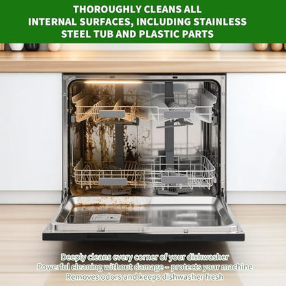 Dishwasher Cleaner and Deodorizer Tablets-12 Pack, Heavy Duty Deep Cleaning Descaler Pods for Dish Washer Machine, Removes Limescale, Odor, Grease, and Hard Water Stains, Septic Safe